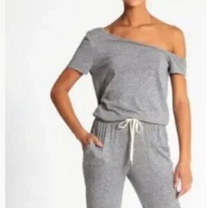 N:PHILANTHROPY grey tee shirt one side off shoulder